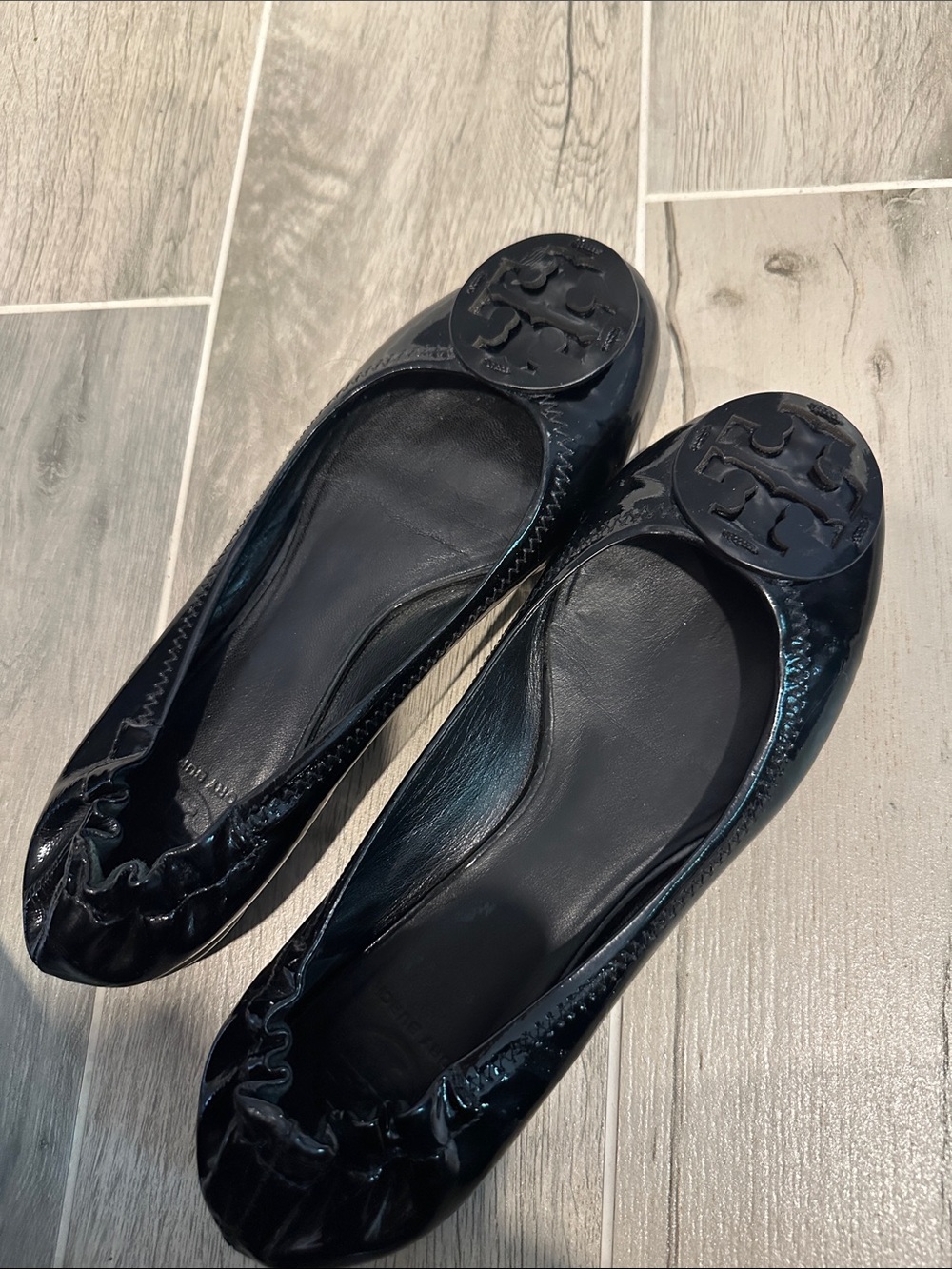 Tory Burch Flats Black Leather 8.5